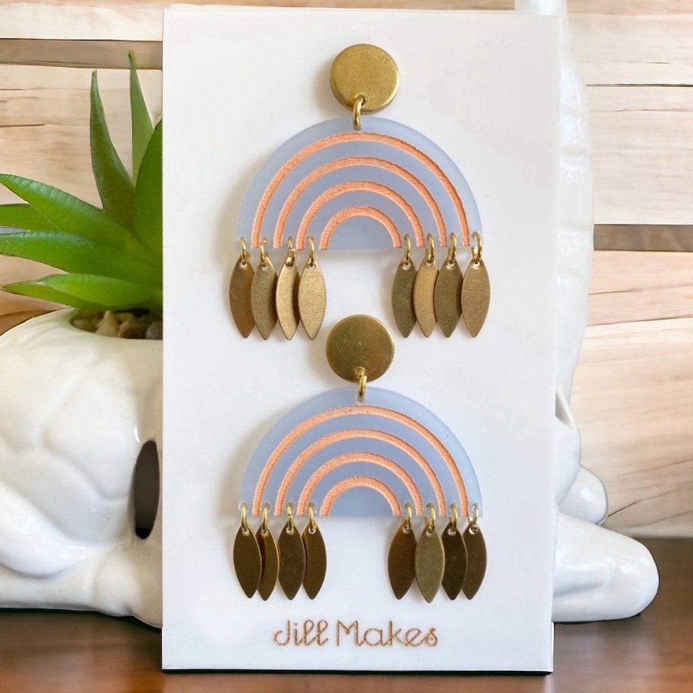 Modern Rainbow Earrings, Periwinkle